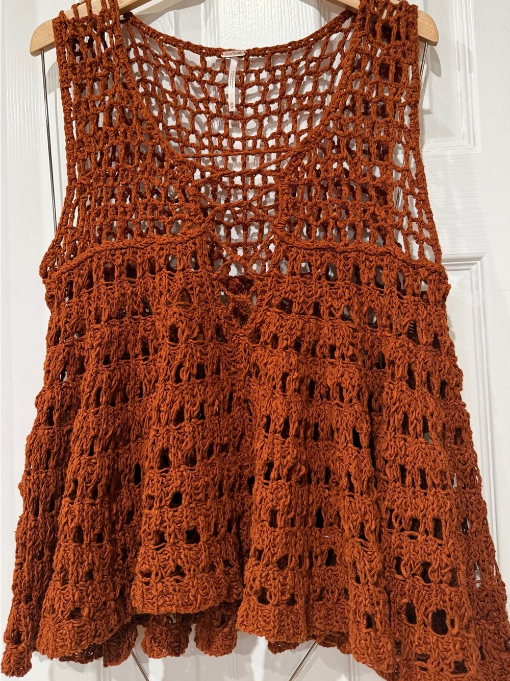 Free People Circles Within Circles Terracotta Open Knit Cotton Tank Top SzXS